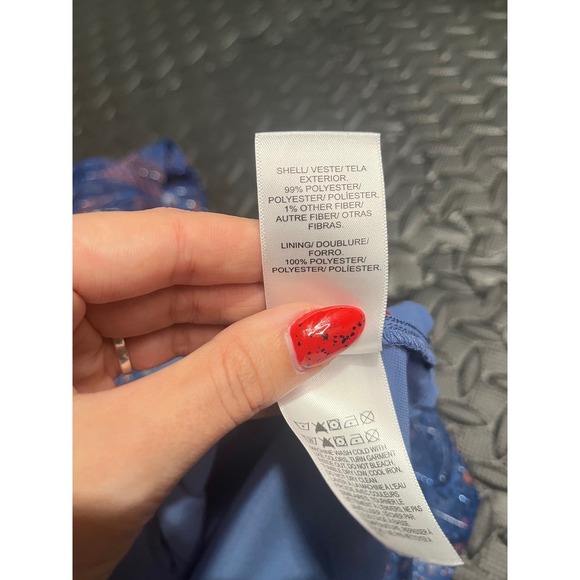 Lucky Brand‎ Paisley Print Top M Blue Orange Short Sleeve Tassel Blouse - Picture 6 of 6